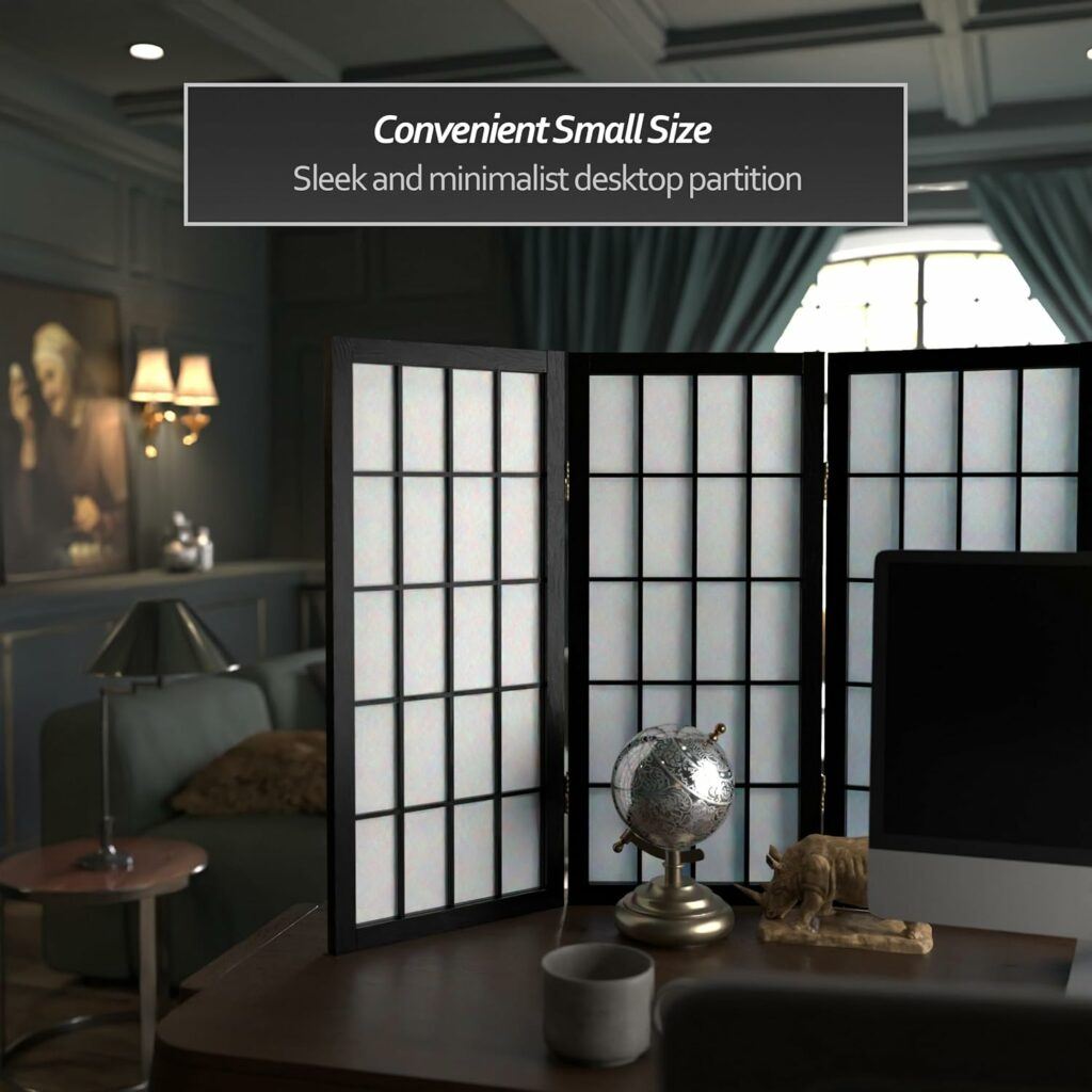 Desktop Window Pane Shoji Screen - Black - 6 Panels