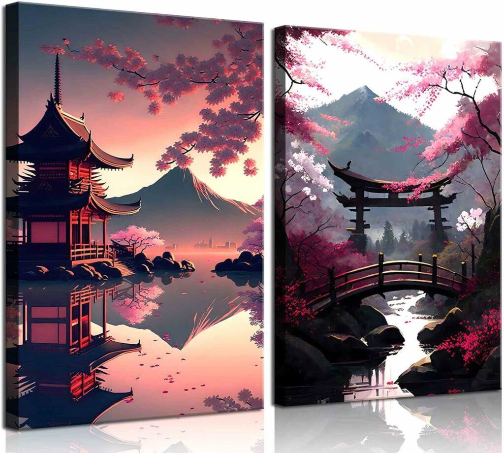 2Pcs Japanese Canvas Wall Art